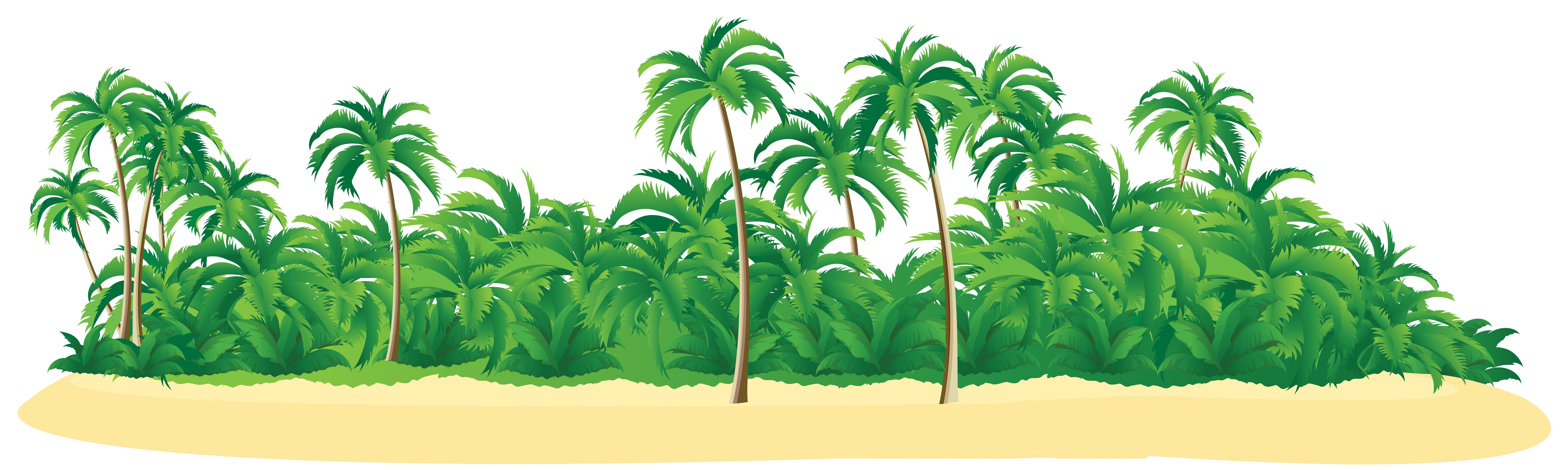 Summer Tropical Island with Palm Trees PNG Clip Art Image