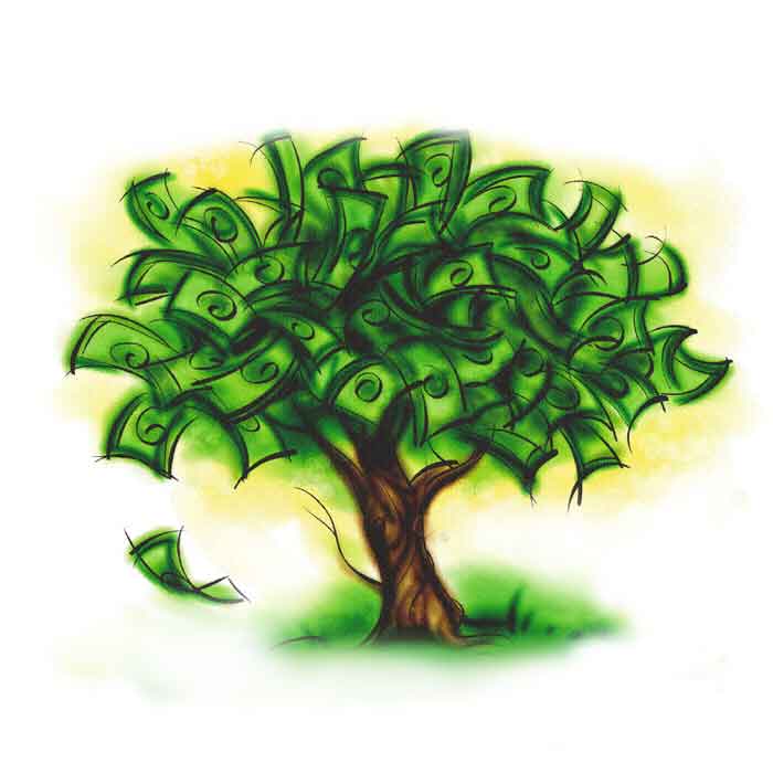 watering money tree clipart