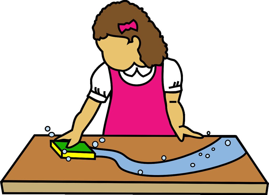 clean kitchen table chore clipart