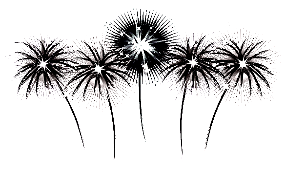 Black and white fireworks clipart