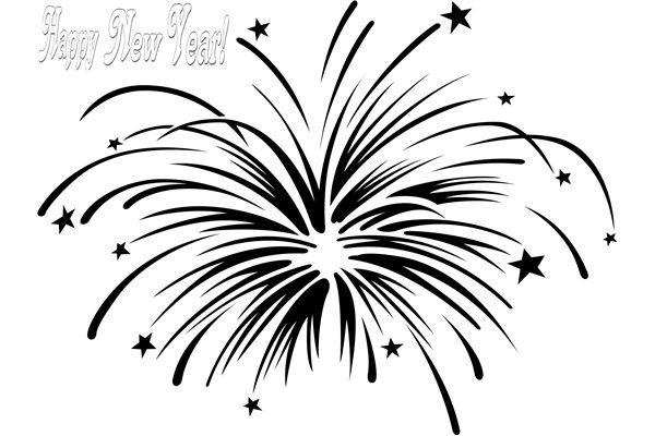 Fireworks Clip Art Black And White Happy New Year Fireworks