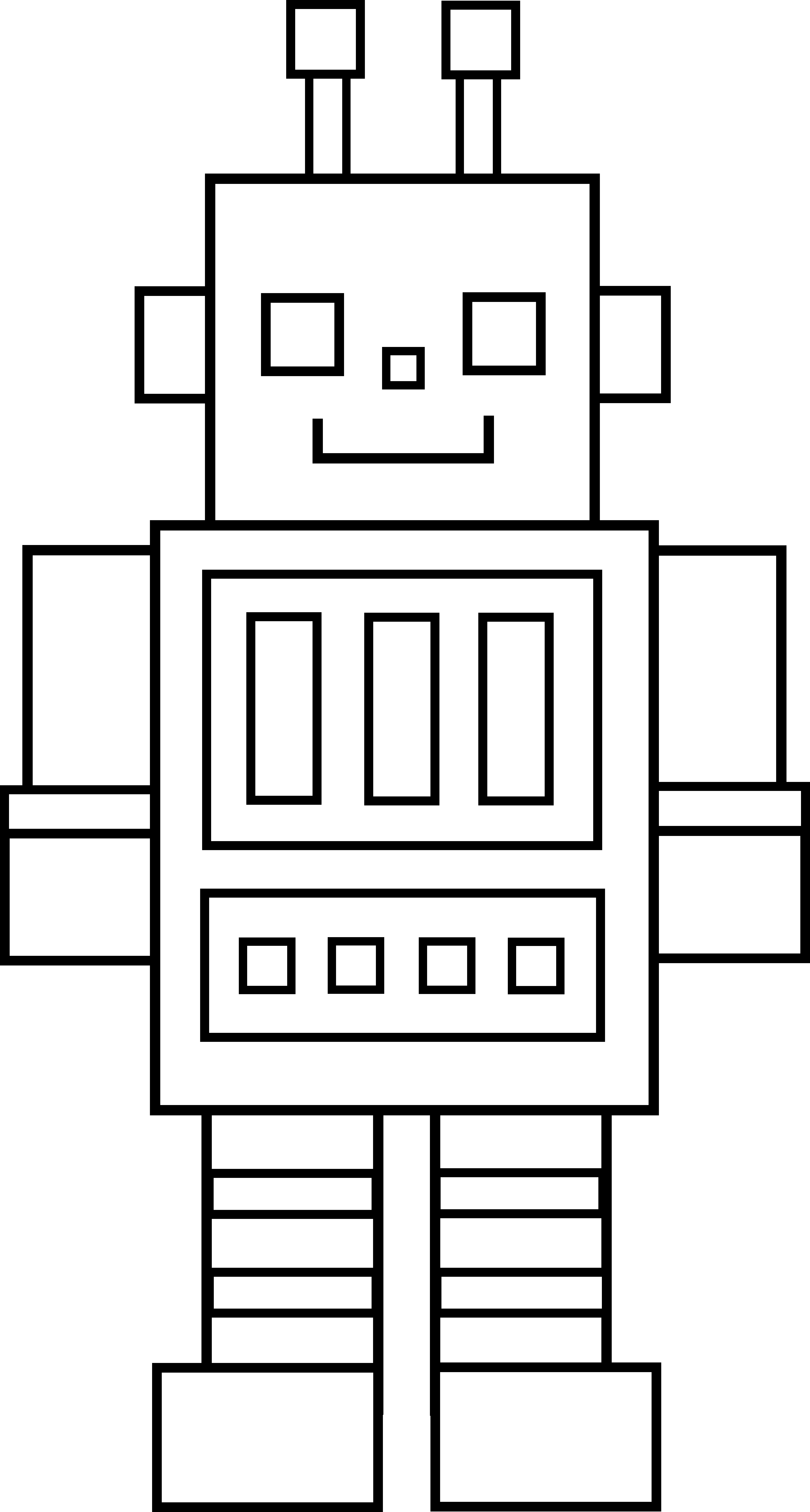 Cute robot girl clipart black and white