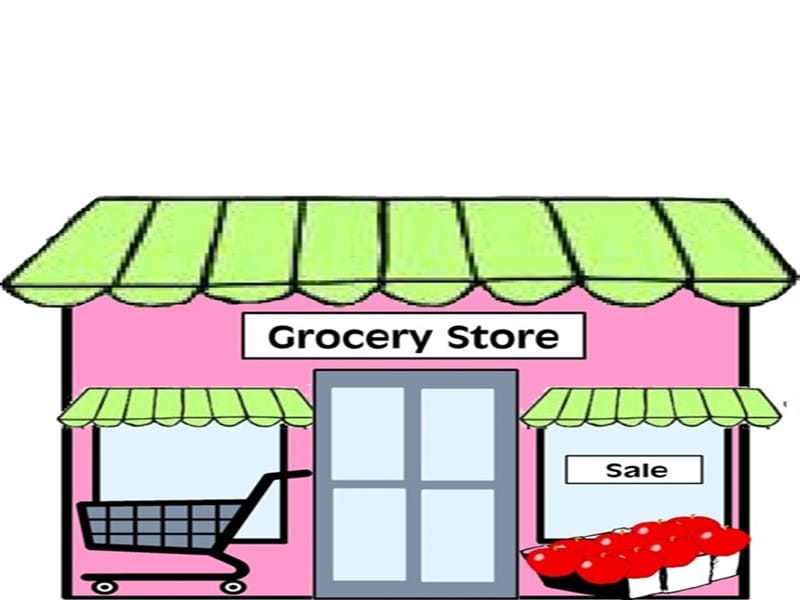 Grocery Store Cartoon ~ Vector Grocery Store Building 225642 Vector Art ...