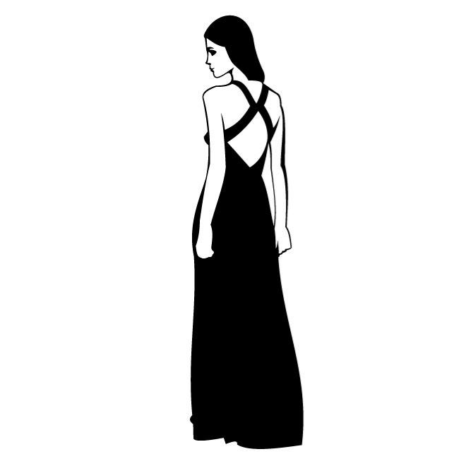 WOMAN IN BLACK DRESS VECTOR CLIP ART