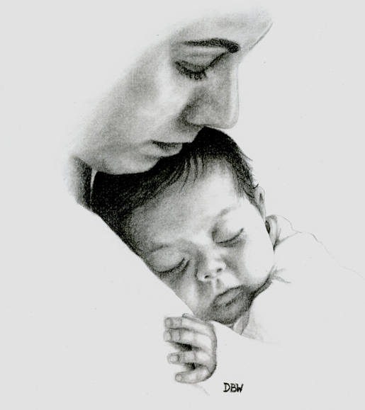 Drawing Mom Holding Baby Loving Vector Images over 760