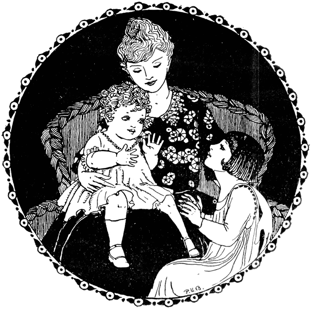 Mother and two children drawing free clipart
