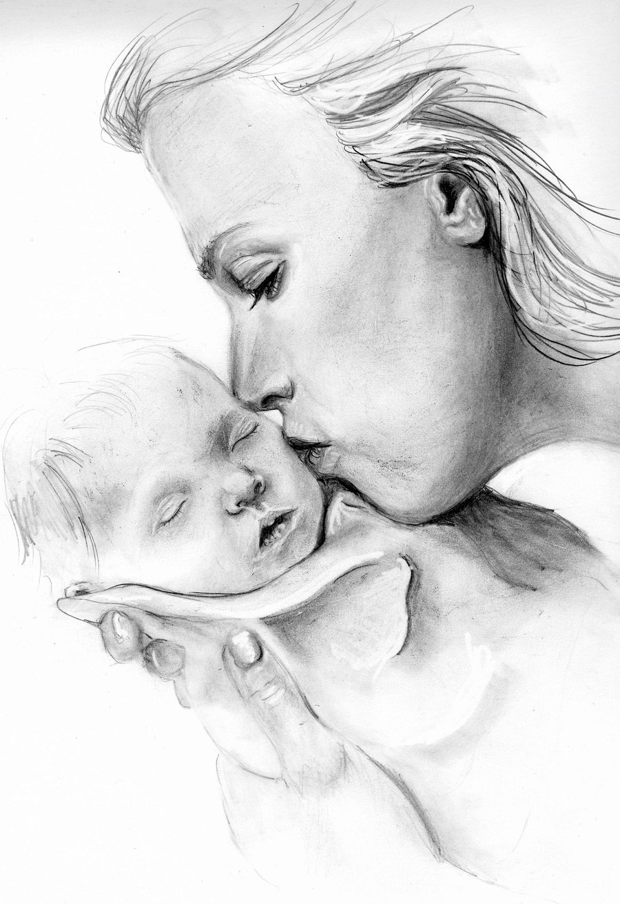 how to draw mother and baby cute beautiful love drawing ||Gali Gali Art ||  - YouTube
