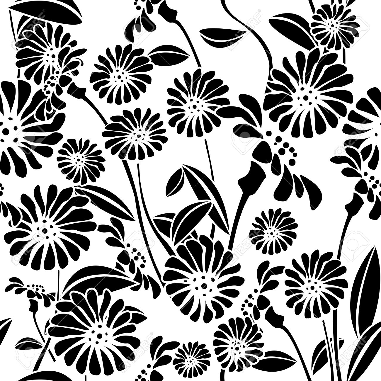 Black and white floral art