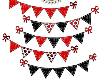 Black and white pennant banner clipart
