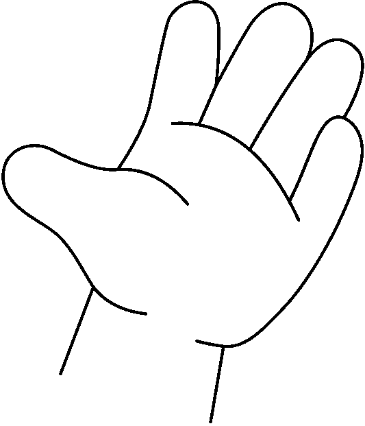 Kids arm and hand black and white clipart