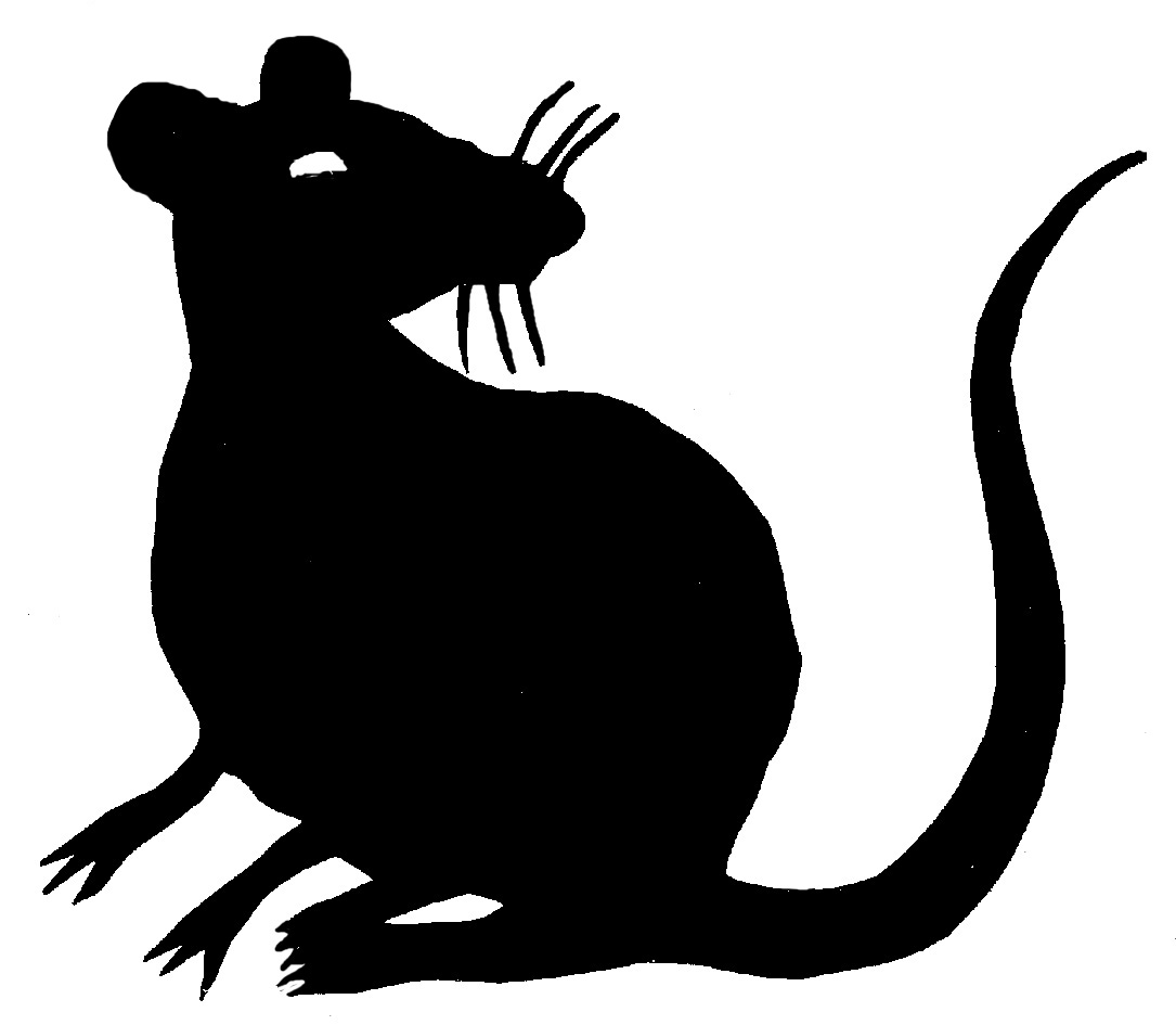 Clipart black and white silhouette rat evil