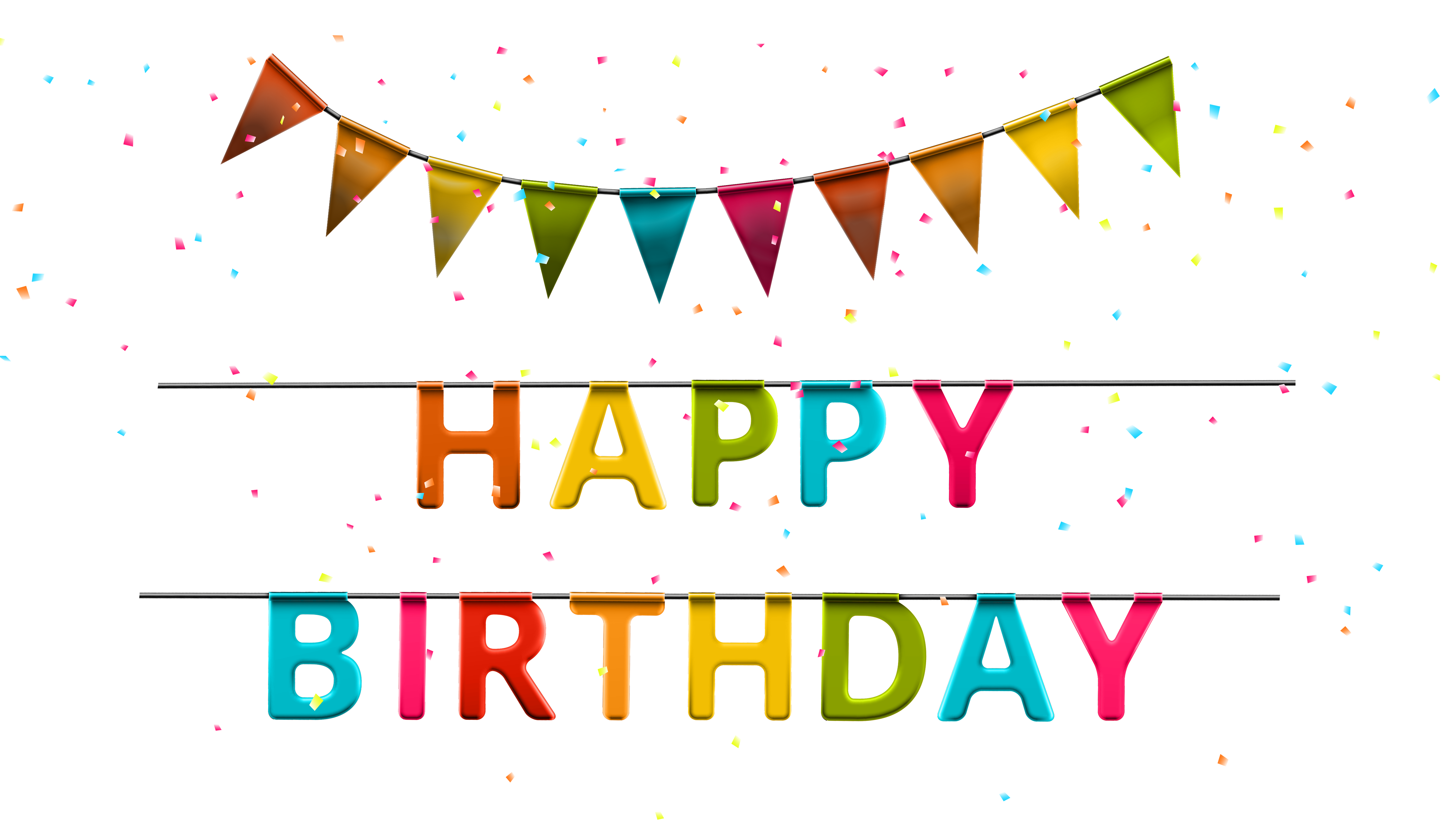 Happy Birthday with Streamer PNG Clip Art Image