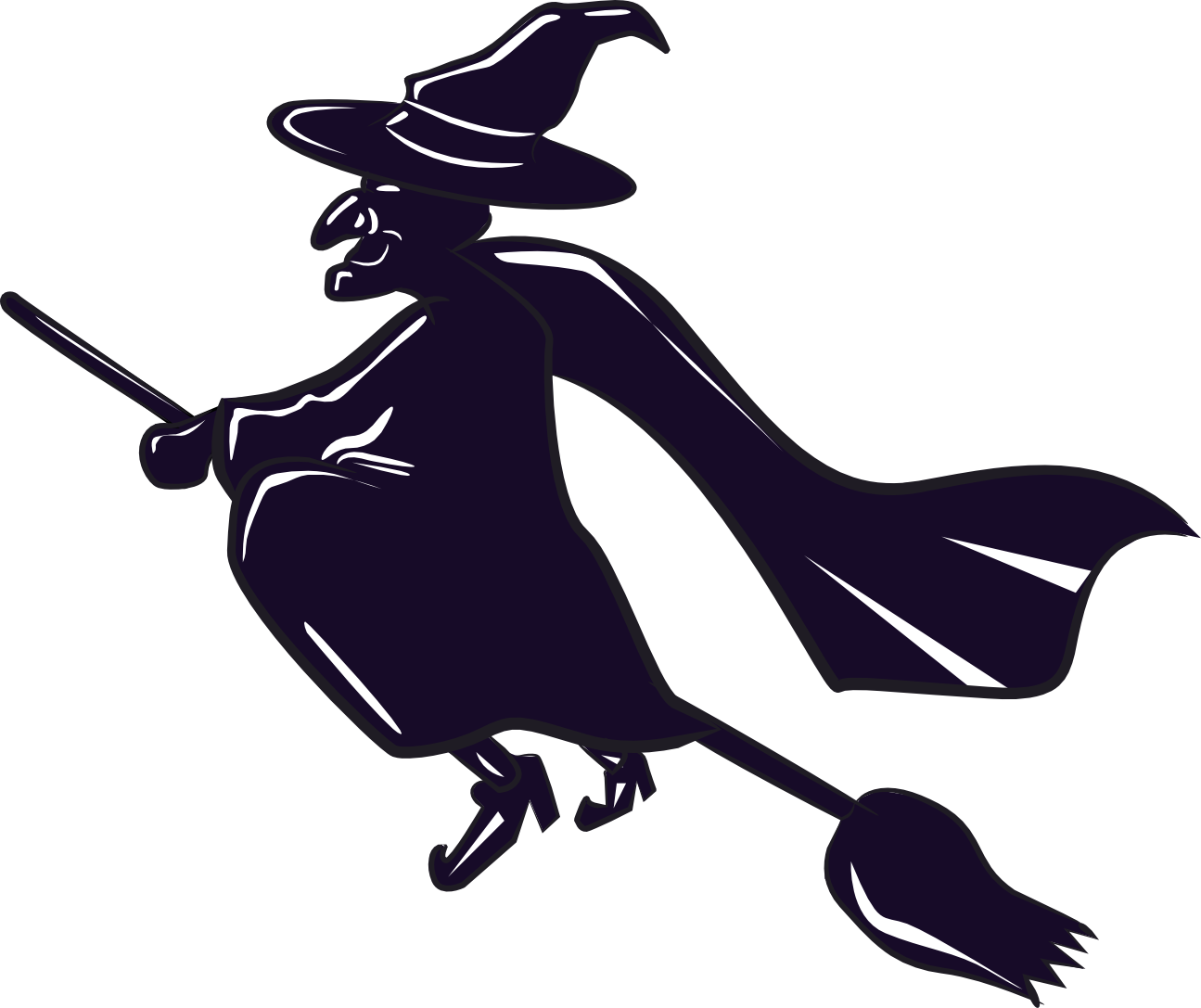 Witch On A Broomstick Clipart