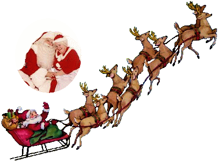 Flying santa and reindeer clip art