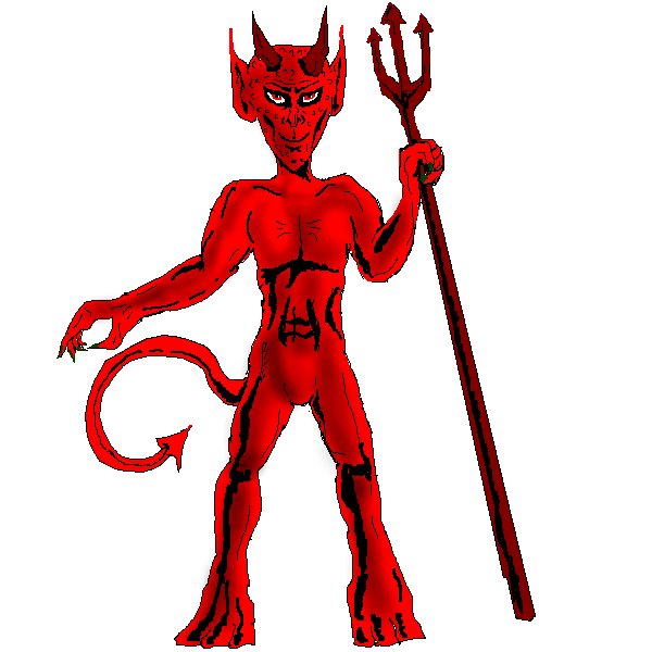 Free Devil Holding a Pitchfork Clip Art