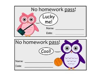 no homework pass clipart