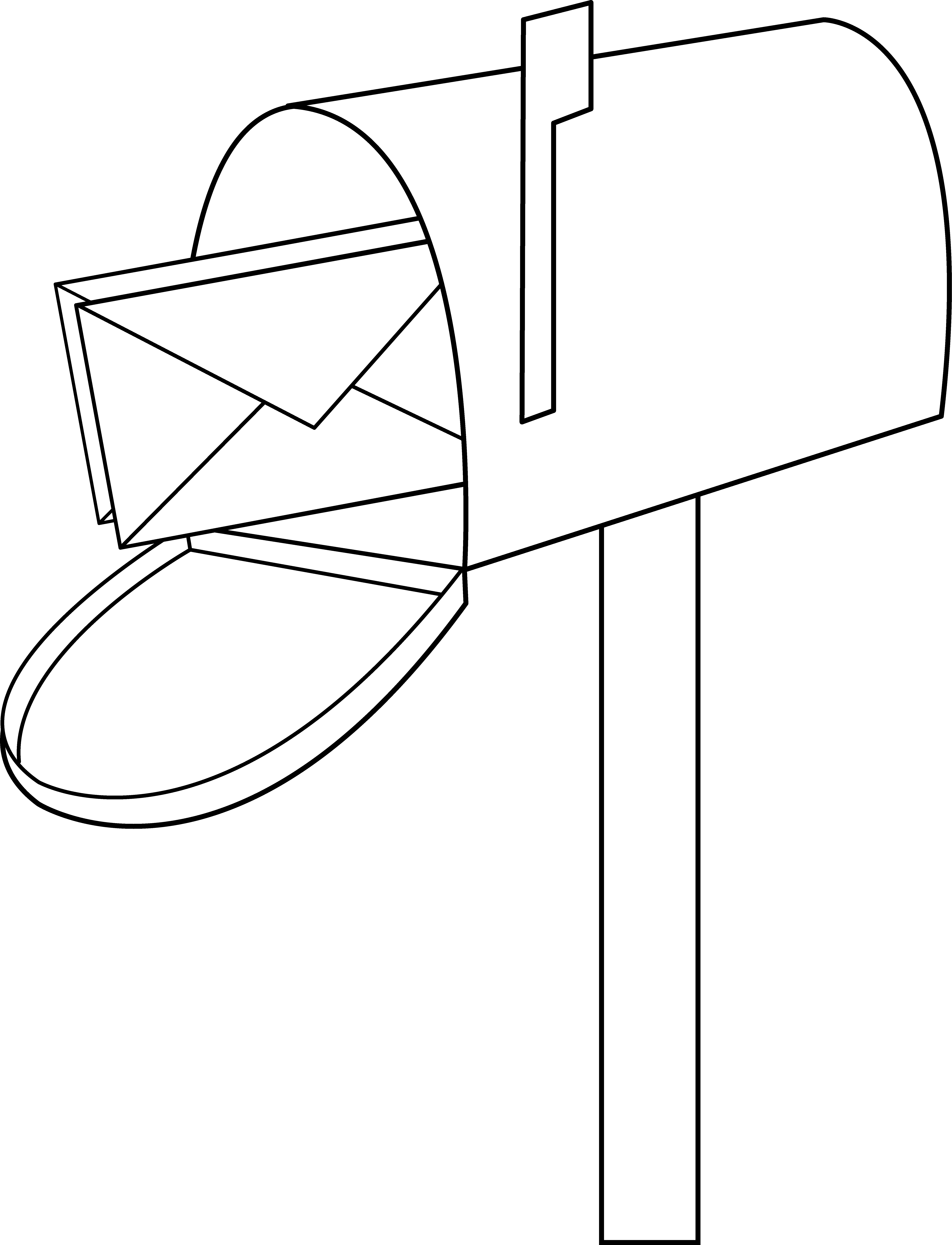 Mailbox letter black and white clipart
