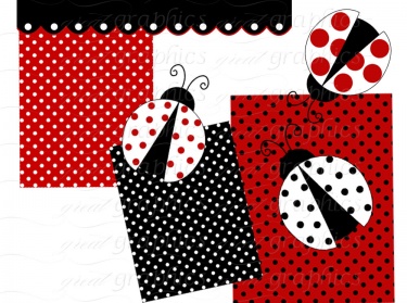 Red Ladybug Paper and Clip Art Digital Clipart Red Ladybugs