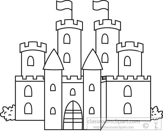 princess castle clipart black and white