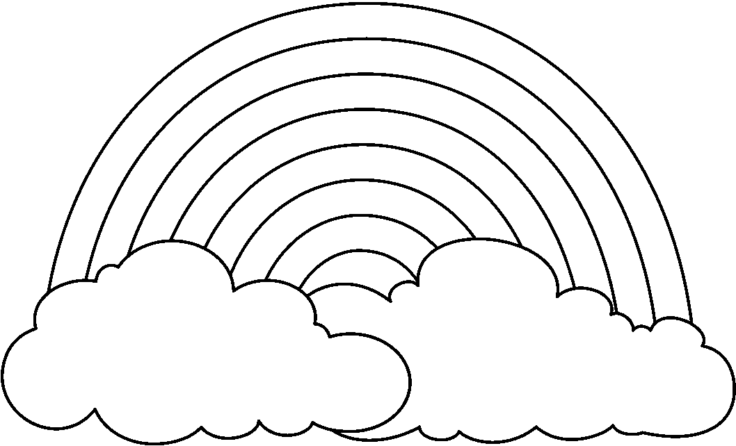 Black and white rainbow outline free clipart image