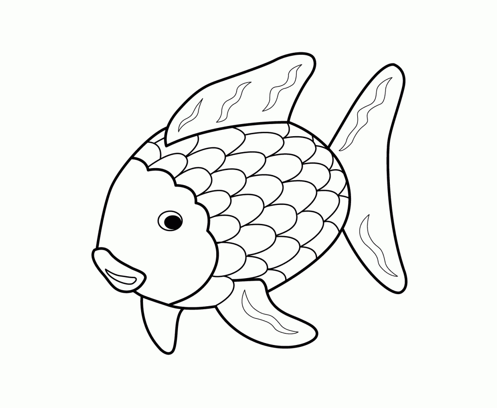 Rainbow fish clipart black and white