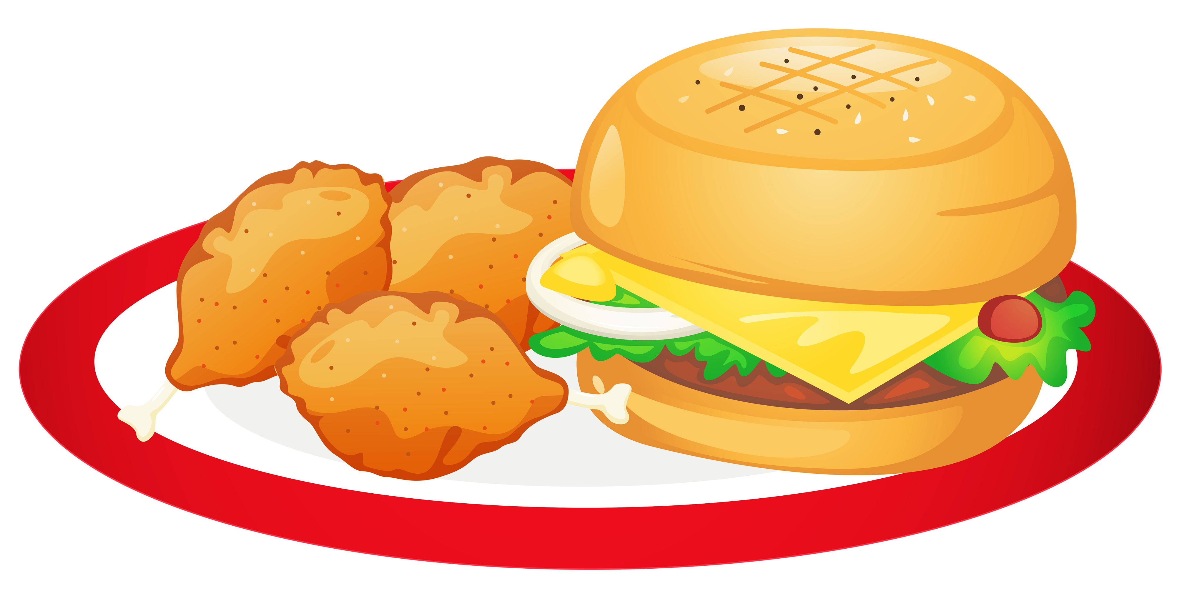 Plate Of Food With Chicken Clipart