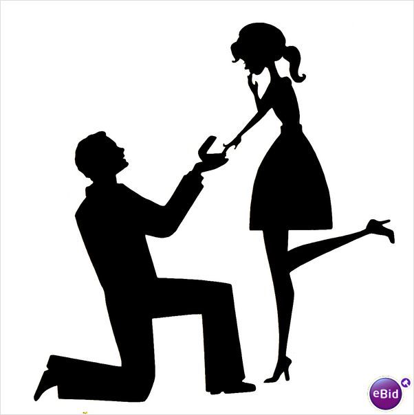 Marriage Proposal Silhouette Clipart