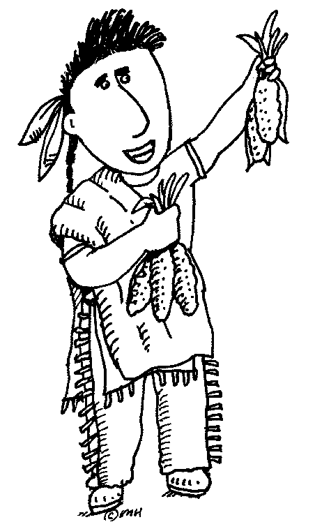native american kids clipart black and white