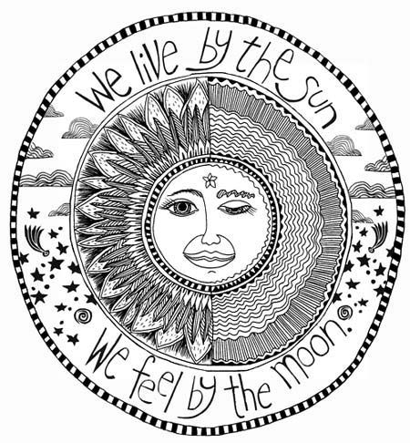 sun and moon black and white - Clip Art Library