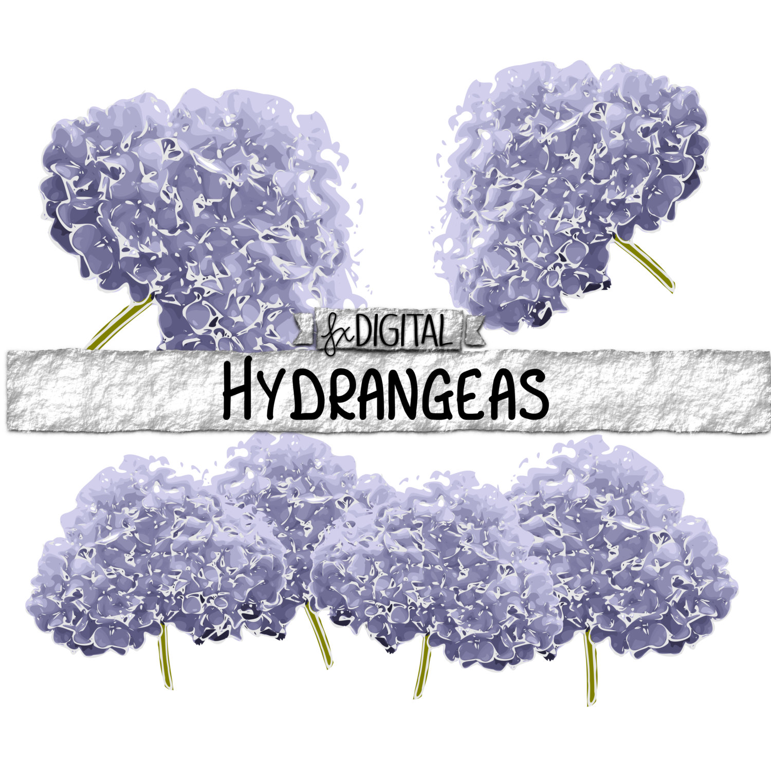 Hydrangea Silhouette Cliparts