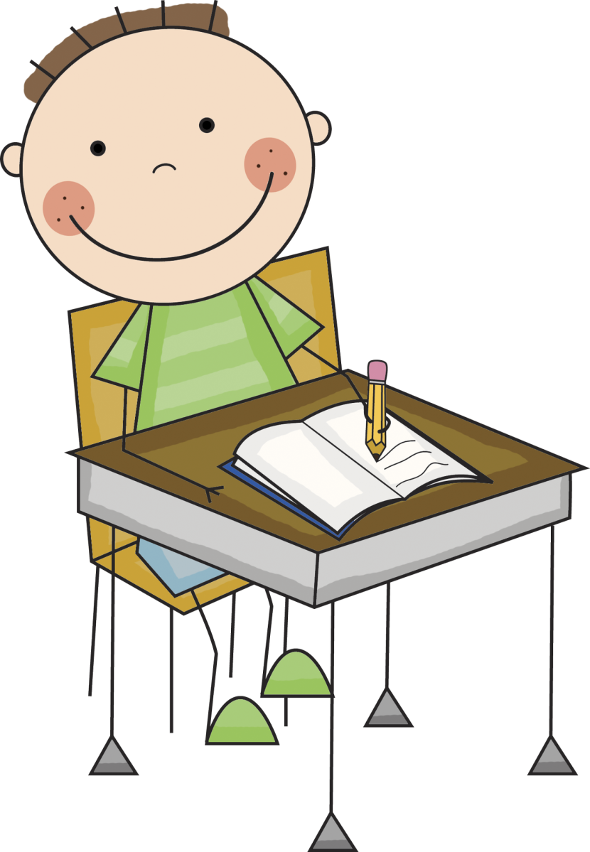 student working at desk clip art - Clip Art Library