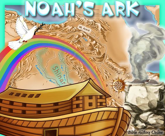Noah&Ark on Mount Ararat in Bible Times...Genesis 7:17
