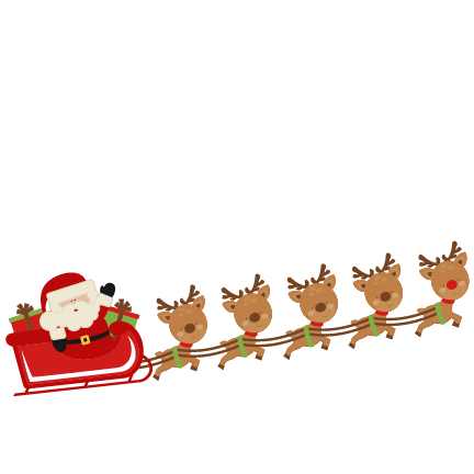 Santa and reindeer flying clipart