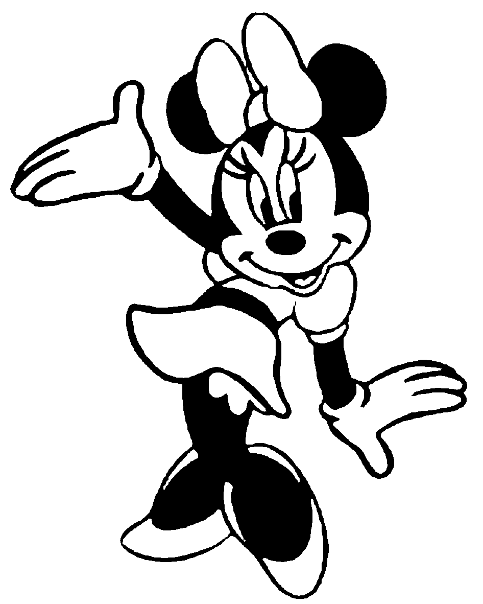 Minnie Mouse White Outline Clipart