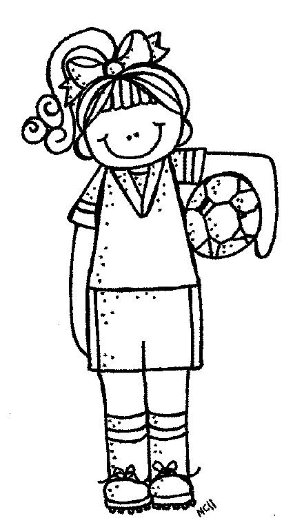 Black and white girl playing clipart