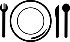Plate of food clipart black and white