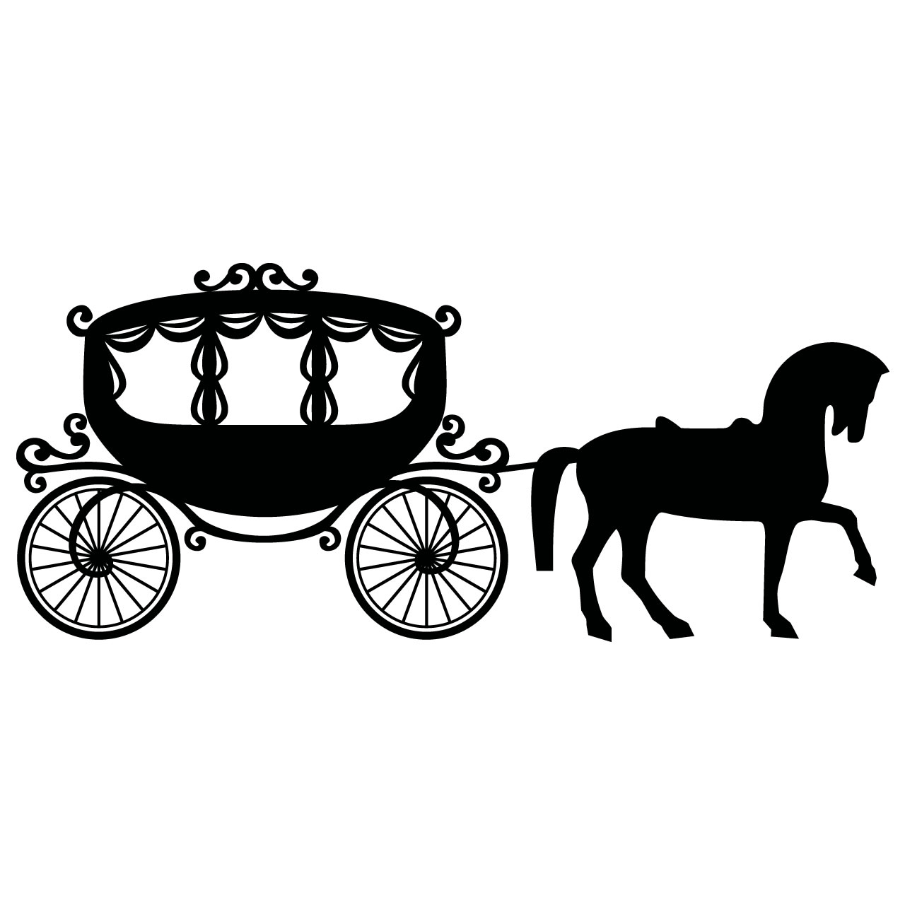 Blue cinderella carriage outline silhouette clipart