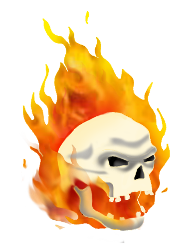 flaming skull and crossbones
