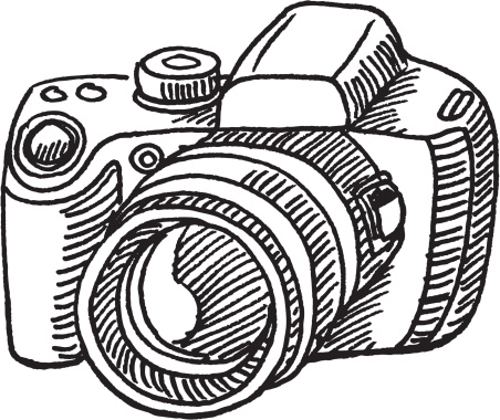 Vintage camera clipart black and white png