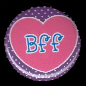 BFF in Pink Heart on Purple Background, 1 Inch BFF Button Badge