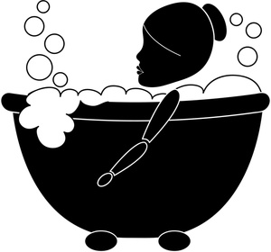 Girl in bubble bath clipart silhouette