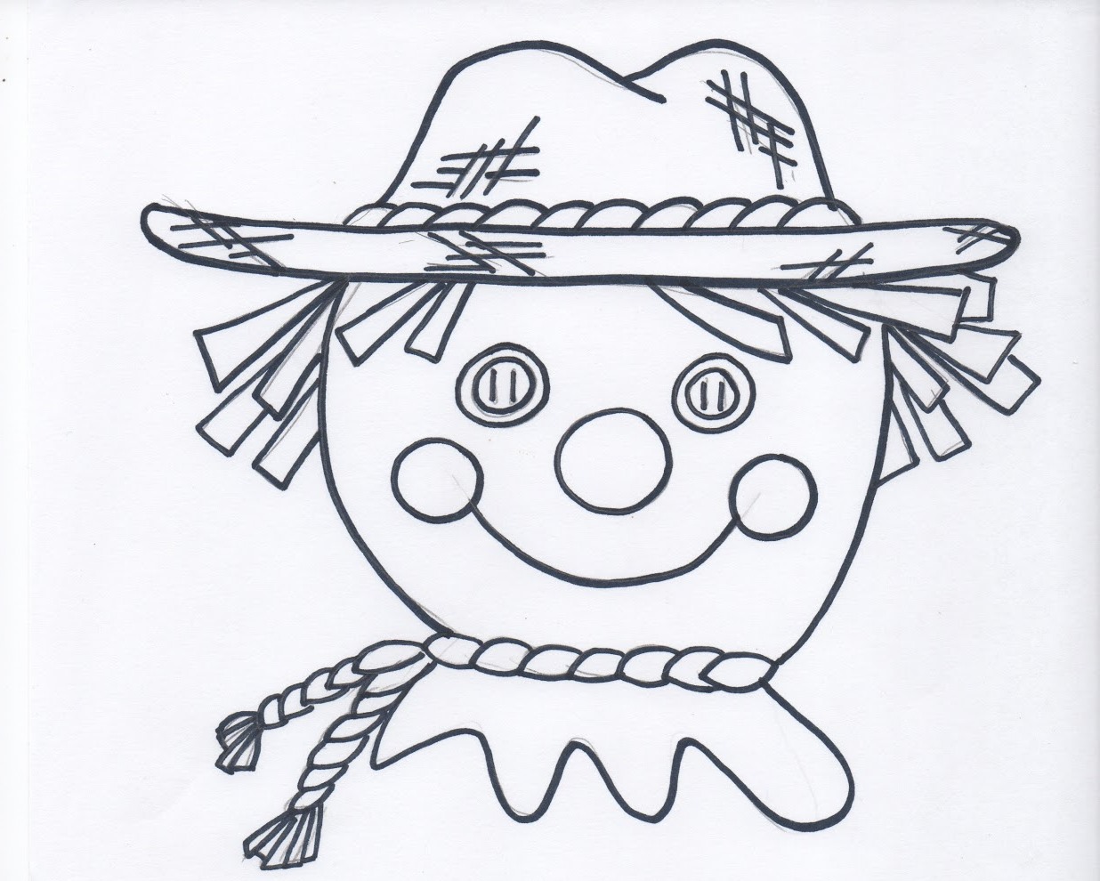 scarecrow black and white clip art
