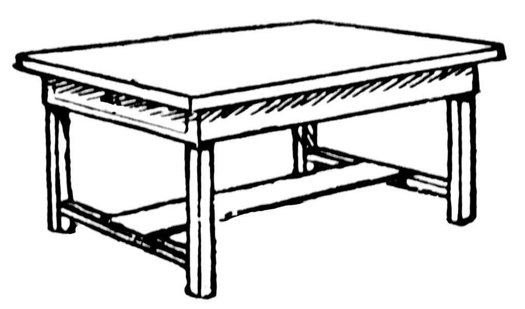 Ball under the table clipart black and white