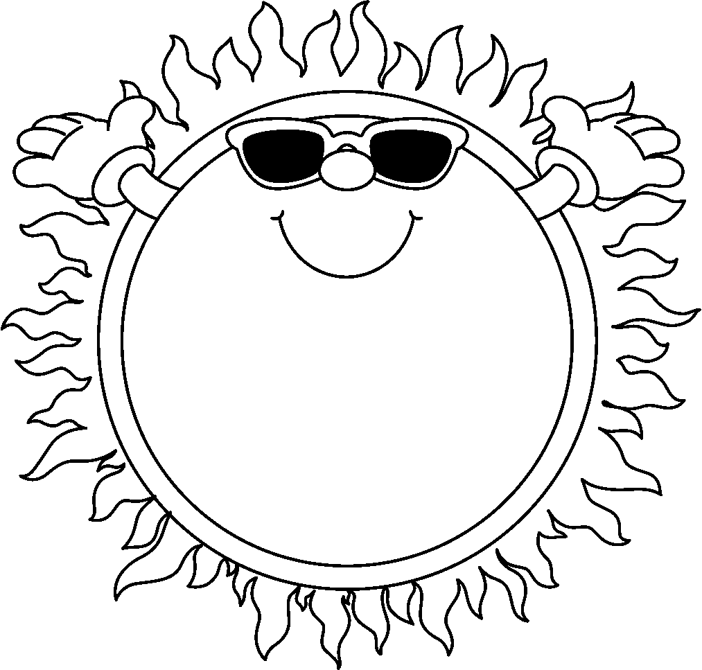 Black and white sunshine clipart