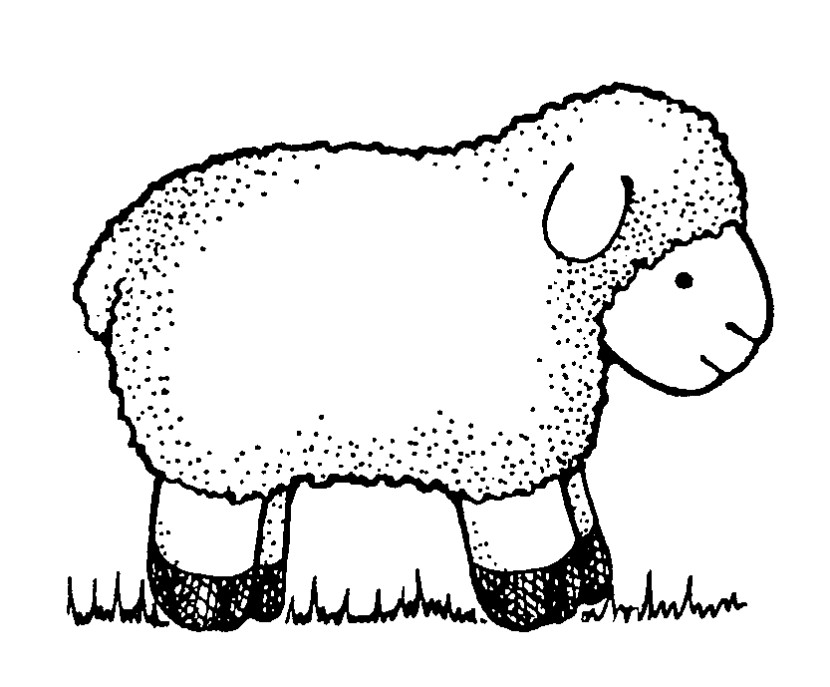 Two show lamb clipart black and white