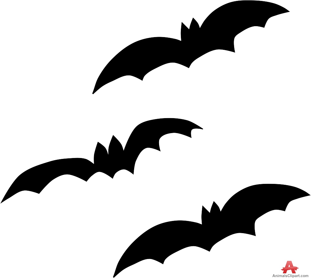 Three Flying Bats Silhouette
