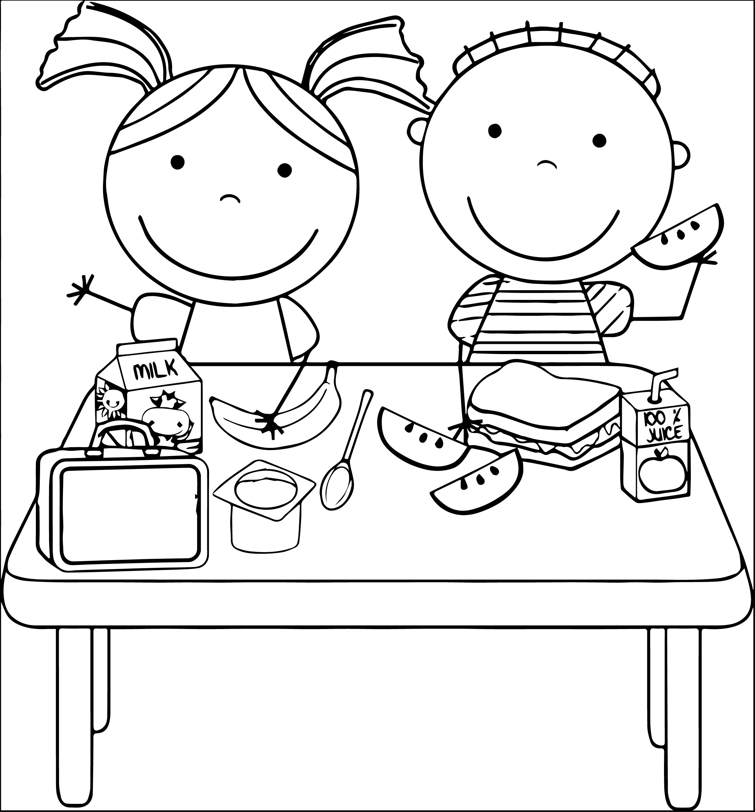 healthy foods for kids clipart black and white