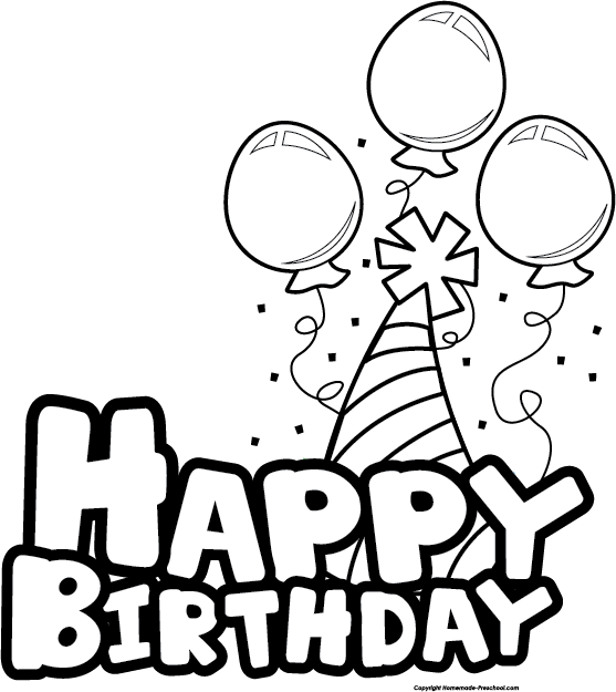 birthday clip art black and white png