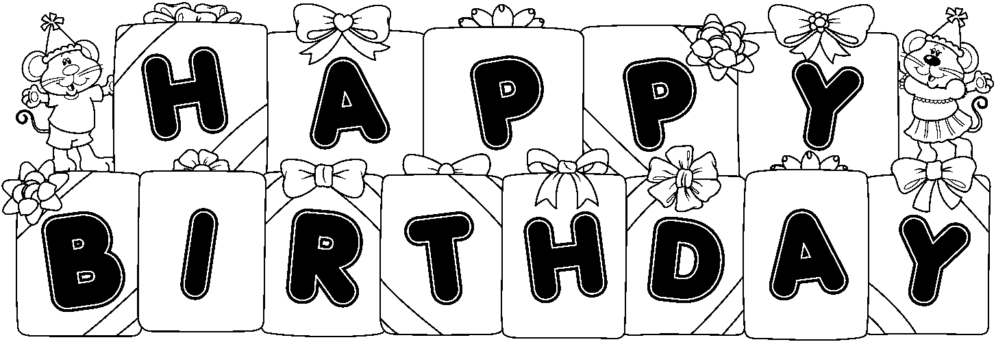 Black and white happy birthday clip art