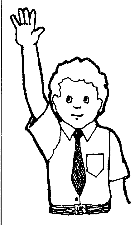 kids raising their hands clipart balck